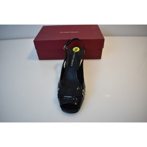 Ellen Tracy Checkered Platform Heels Square Toe Size 9 New ET-Jillian 2 Bow - Picture 7 of 10